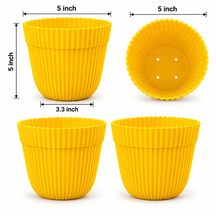 (Set of 2 Yellow Fresh Plastic Garden Pot