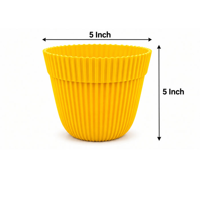 (Set of 4 Yellow French Plastic Garden Pot
