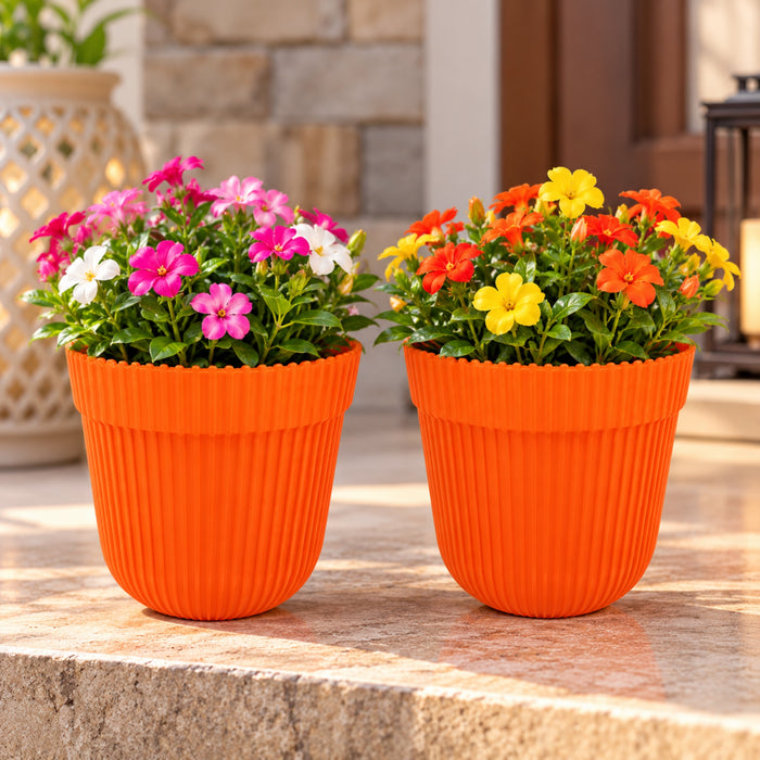 (Set of 2 Orange French Plastic Garden Pot