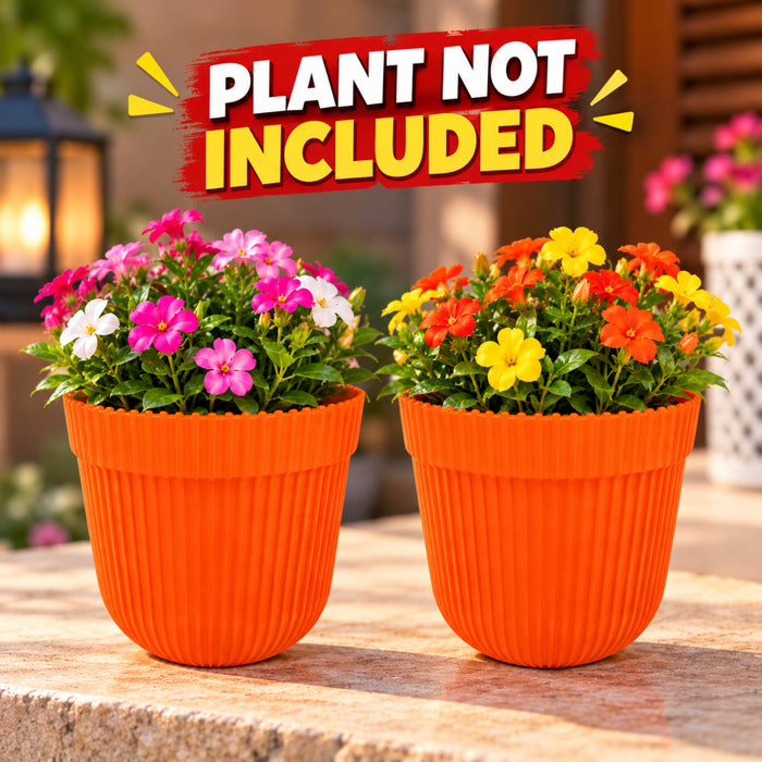 (Set of 2 Orange French Plastic Garden Pot