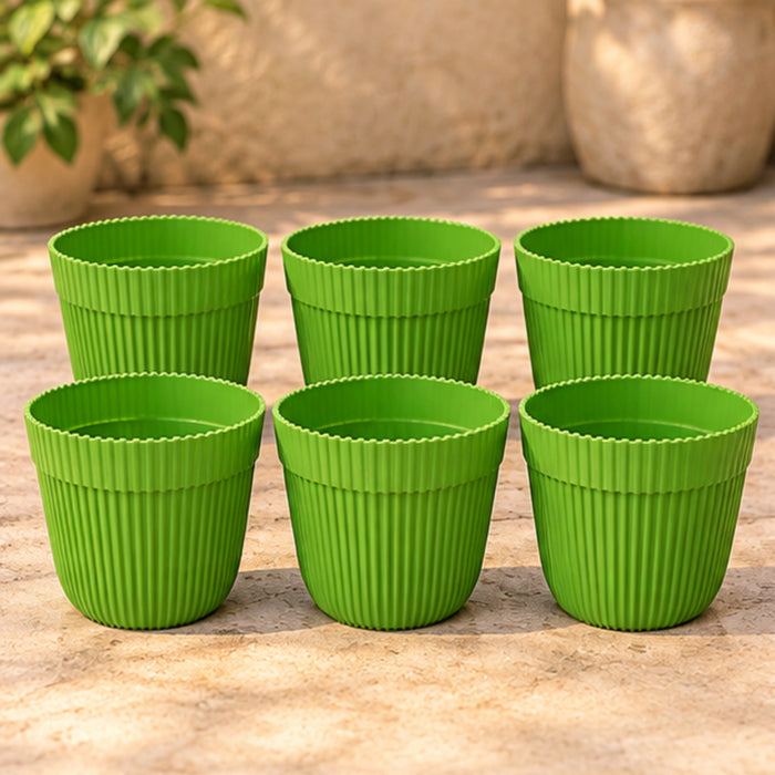 (Set of 6 Green French Plastic Garden Pot