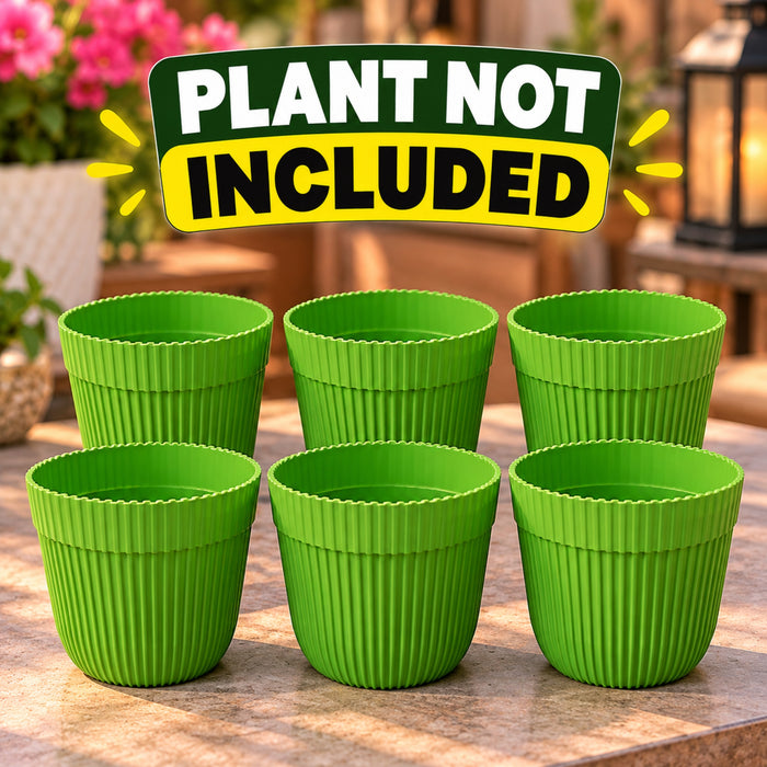 (Set of 6 Green French Plastic Garden Pot