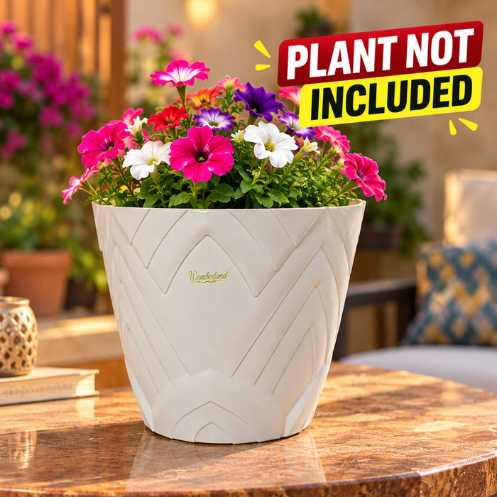 Single White : Lotus 8 Inches PP/ PVC / High Quality Plastic Planter
