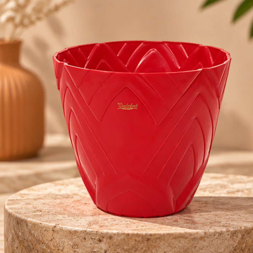Single : Red Lotus 8 Inches PP/ PVC / High Quality Plastic Planter