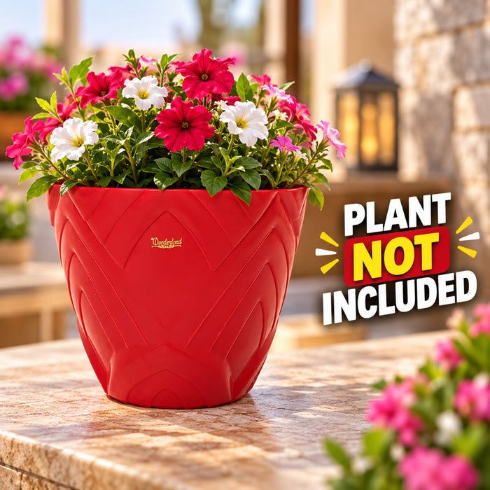 Single : Red Lotus 8 Inches PP/ PVC / High Quality Plastic Planter