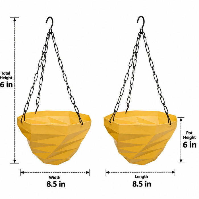 3DEE Hanging (Set of 2) (Beige) designer Hanging Basket Plastic Nursery Pots