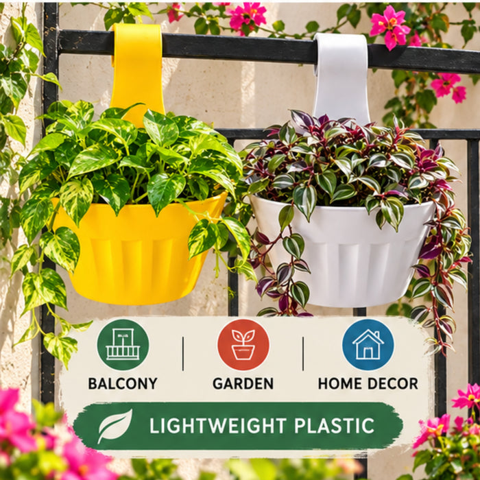 13.5 Inch Plastic Hanging Planter Pot – Hanging Flower Pot for Balcony, Garden & Home Decor