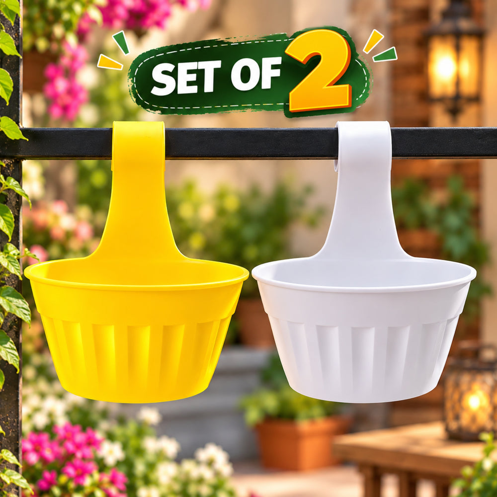 13.5 Inch Plastic Hanging Planter Pot – Hanging Flower Pot for Balcony, Garden & Home Decor