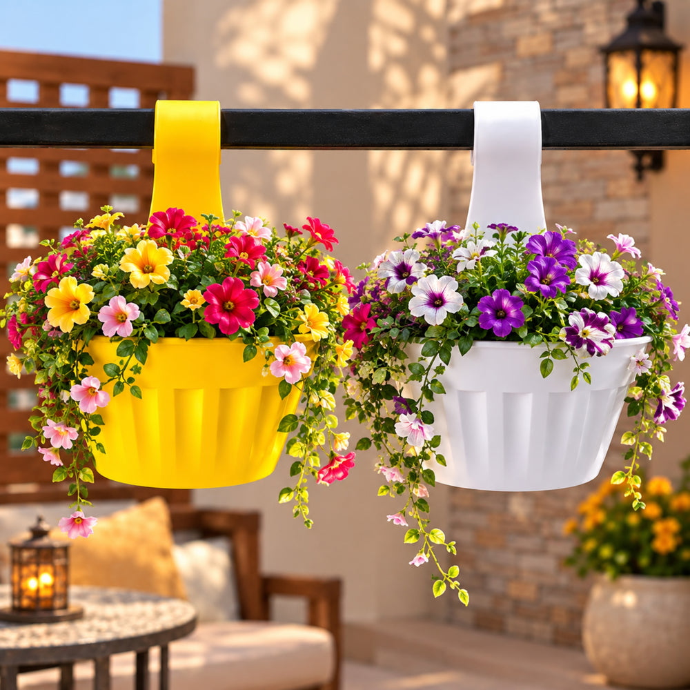 13.5 Inch Plastic Hanging Planter Pot – Hanging Flower Pot for Balcony, Garden & Home Decor