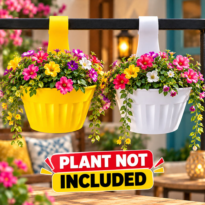 13.5 Inch Plastic Hanging Planter Pot – Hanging Flower Pot for Balcony, Garden & Home Decor