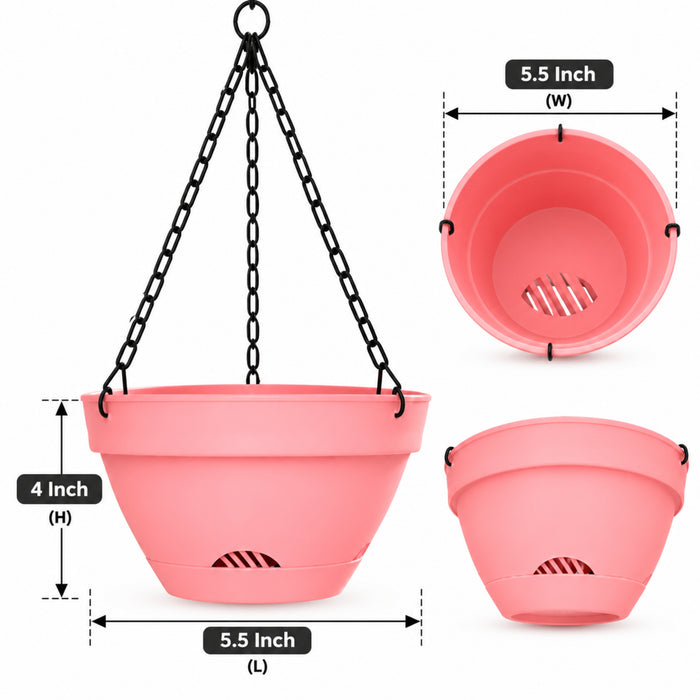 5.5 Inch Plastic Hanging Planter Pot with Chain – Colorful Hanging Basket for Balcony & Garden