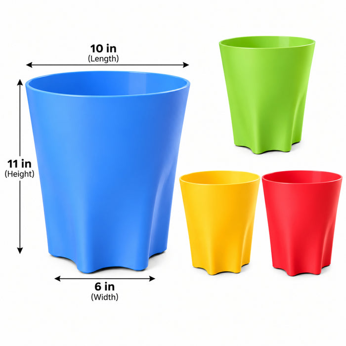 11 Inch Plastic Planter Pots Set of 4 – Colorful Pots for Indoor & Outdoor Plants
