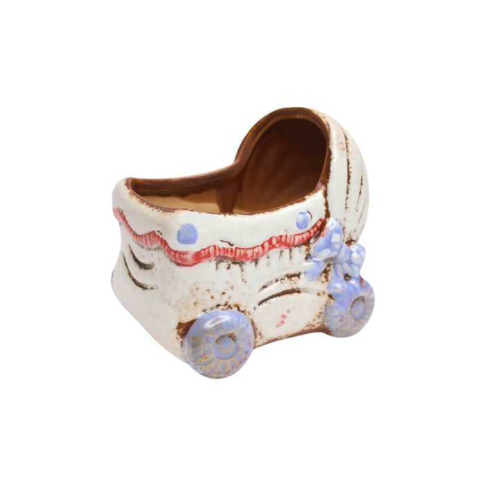 Wonderland imported ceramic pram shape planter | Style 1| can grow plants directly