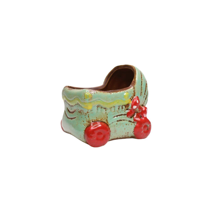 Wonderland imported ceramic pram shape planter | Style 4| can grow plants directly