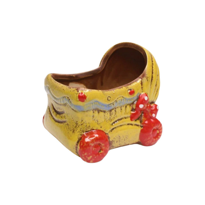 Wonderland imported ceramic pram shape planter | Style 2| can grow plants directly