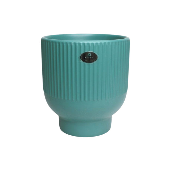 Wonderland blue fluted ceramic pots for real plants