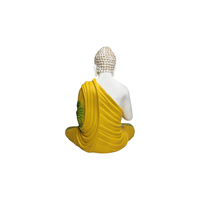 Wonderland 2ft Ashirvad Avastha Buddha Resin Statue, showpiece, Gift (Yellow & Green)