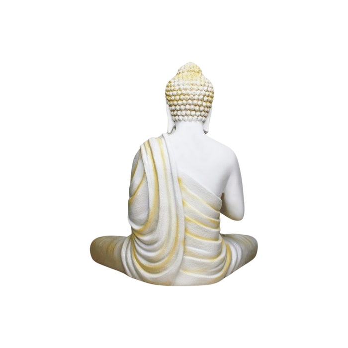 Wonderland 14 inches Ashirvad Avastha Buddha Resin Statue, (Beige) showpiece, Gift