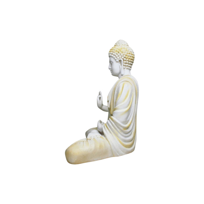 Wonderland 14 inches Ashirvad Avastha Buddha Resin Statue, (Beige) showpiece, Gift