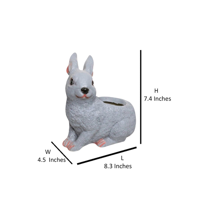 Wonderland Charming Poly Resin Rabbit Back Planter - Adorable Garden Decor Accent for Indoors and Outdoors