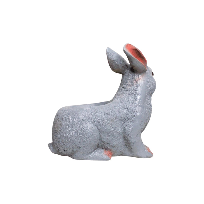 Wonderland Charming Poly Resin Rabbit Back Planter - Adorable Garden Decor Accent for Indoors and Outdoors