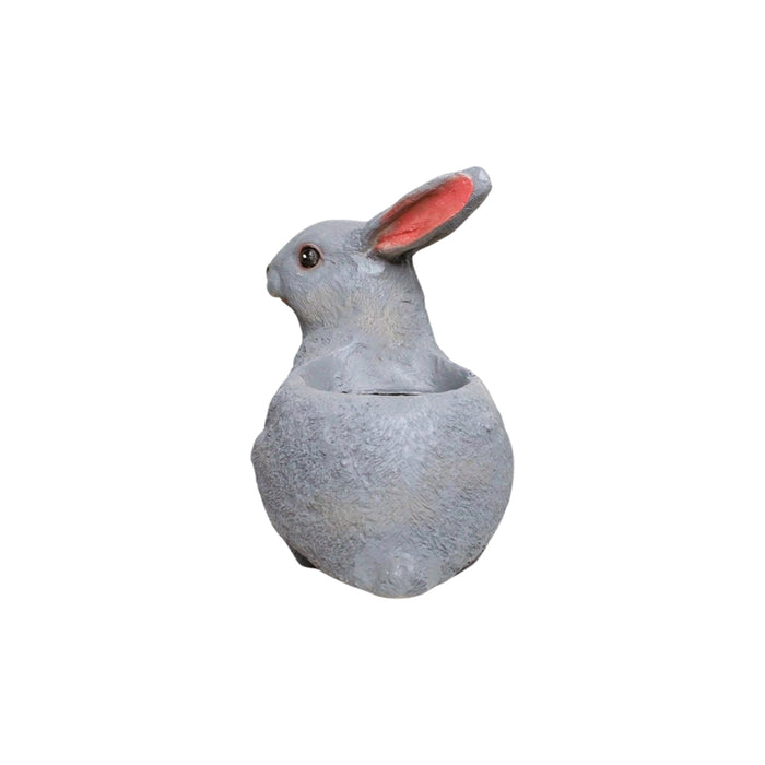 Wonderland Charming Poly Resin Rabbit Back Planter - Adorable Garden Decor Accent for Indoors and Outdoors