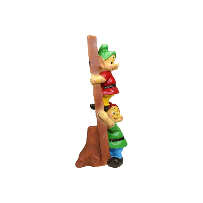 Wonderland  Resin Funny 2 Gnomes on Ladder Santa Idol, Standard (Style 04)