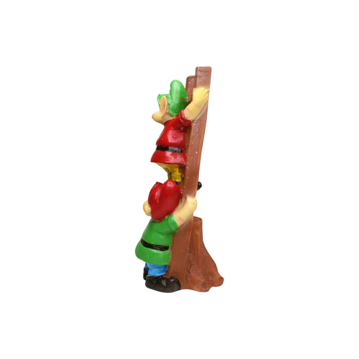 Wonderland  Resin Funny 2 Gnomes on Ladder Santa Idol, Standard (Style 04)