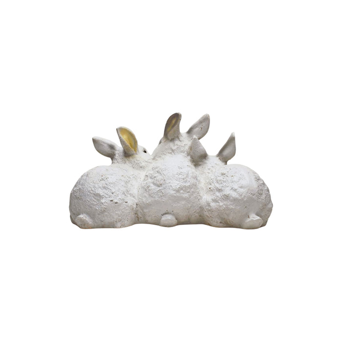 Wonderland Poly Resin Three Joint Rabbits (White) for Garden Decoration, Home Decoration, Lawn Decor, Animal Figures