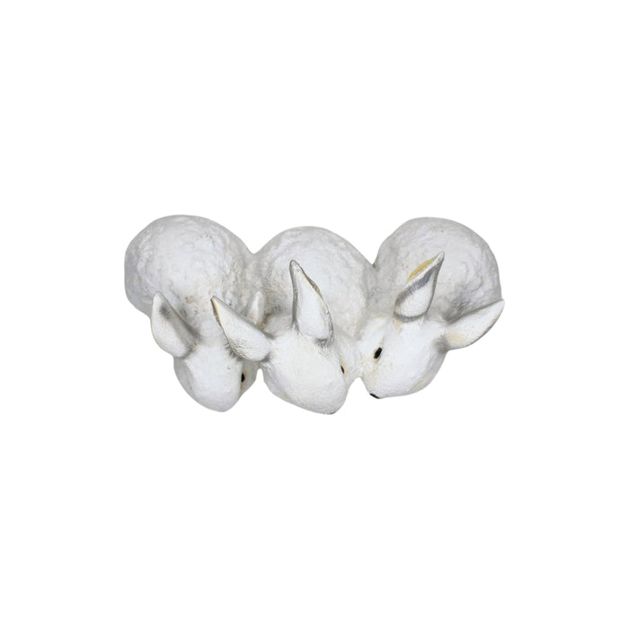 Wonderland Poly Resin Three Joint Rabbits (White) for Garden Decoration, Home Decoration, Lawn Decor, Animal Figures