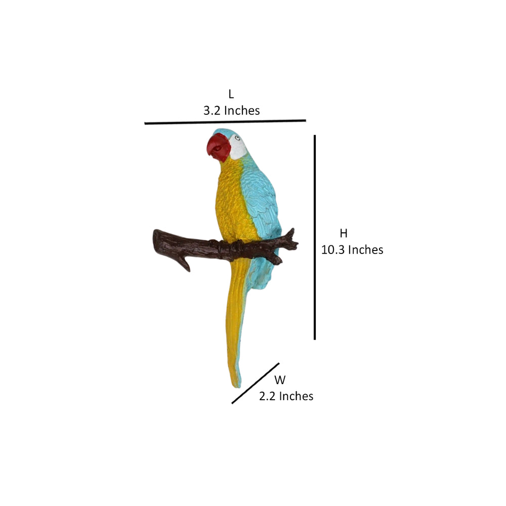 Sky Bule Parrot oN Branch -Big Outdoor Statue (Side View)