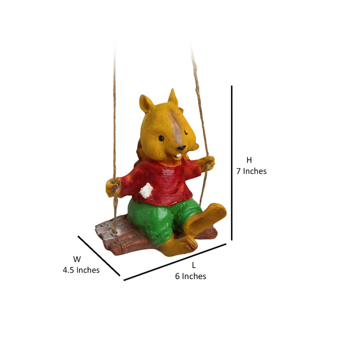 Wonderland Resin Hanging Boy Squirrel Statue for Garden Decor