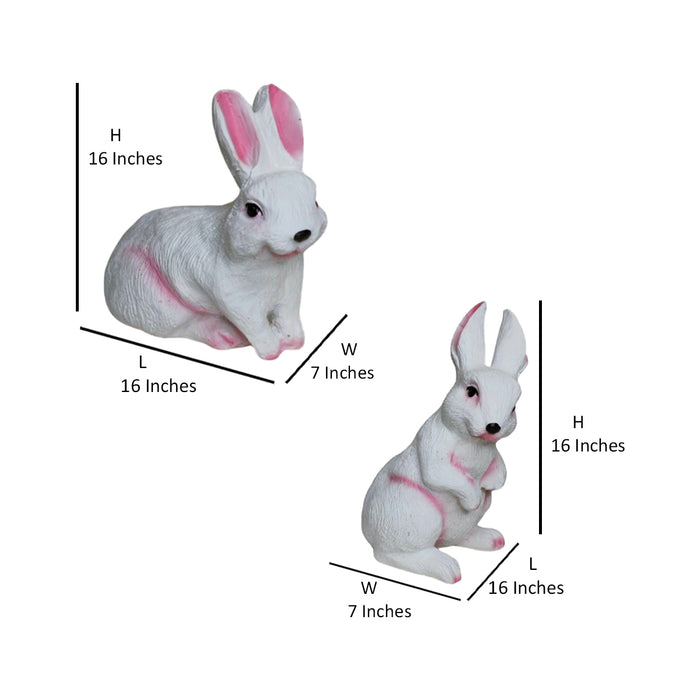 Wonderland ( Set of 2)  Resin Sitting and Standing Rabbits, Resin Statues for Garden Decor, Balcony Decoration, Home Decor, Home Decoration