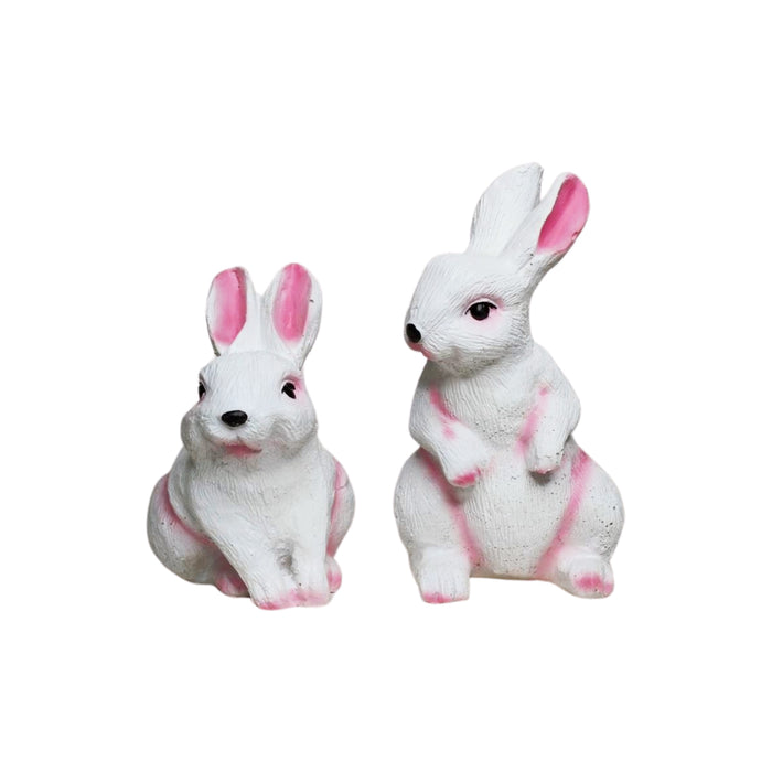 Wonderland ( Set of 2)  Resin Sitting and Standing Rabbits, Resin Statues for Garden Decor, Balcony Decoration, Home Decor, Home Decoration