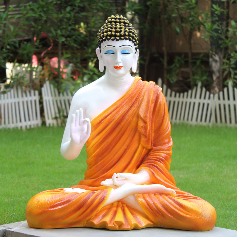 2ft Ashirvad Avastha Buddha Resin Statue, showpiece, Gift (Orange)