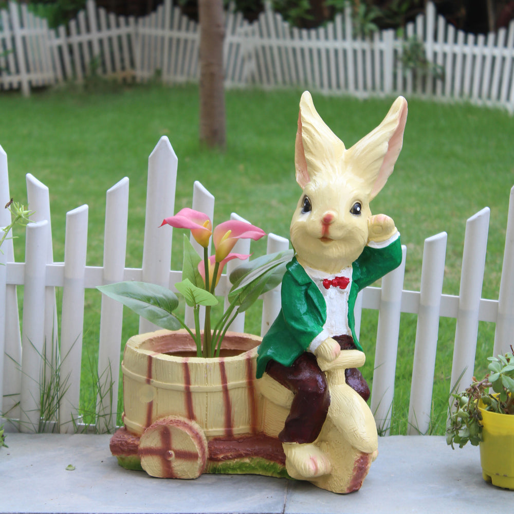 Resin Bunny Boy On Cycle for Home Decor, Garden Decoration,