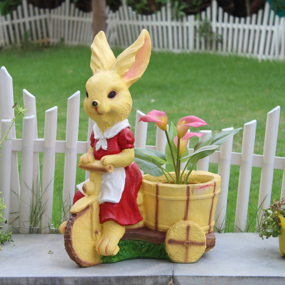 Resin Bunny Girl On Cycle for Home Decor, Garden Decoration,