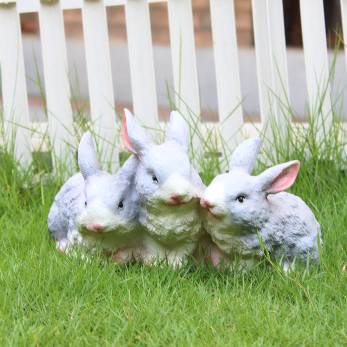 Wonderland Poly Resin Three Joint Rabbits for Garden Decoration, Home Decoration, Lawn Decor, Animal Figures