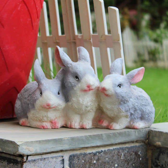 Wonderland Poly Resin Three Joint Rabbits for Garden Decoration, Home Decoration, Lawn Decor, Animal Figures