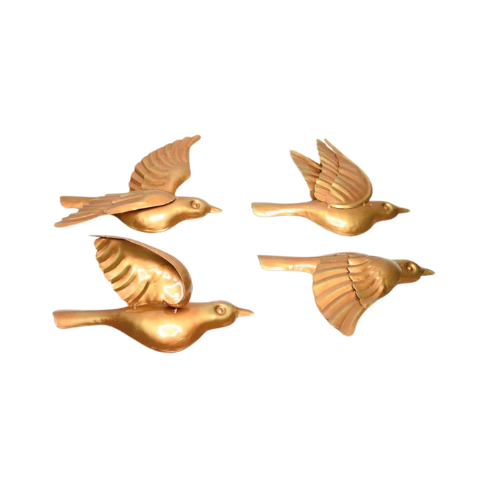 Wonderland SET of 4 Flying Birds Wall Metal Art, Rose Gold Color Metal Birds, wall decoration, home interiors