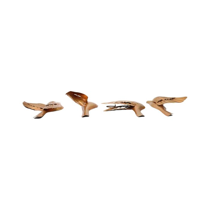 Wonderland SET of 4 Flying Birds Wall Metal Art, Rose Gold Color Metal Birds, wall decoration, home interiors