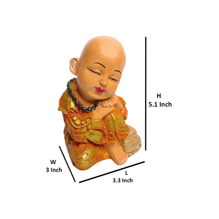 Wonderland Thinking Baby Monk (Orange) statue for Home Décor, showpiece, gift, resin statue