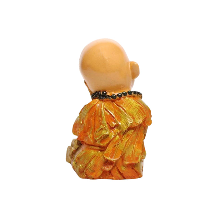 Wonderland Thinking Baby Monk (Orange) statue for Home Décor, showpiece, gift, resin statue