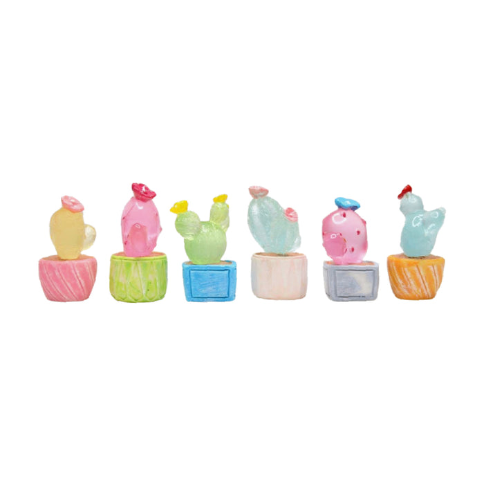 Wonderland imported miniatures ( pack of 6 ) pastel colorful cactus