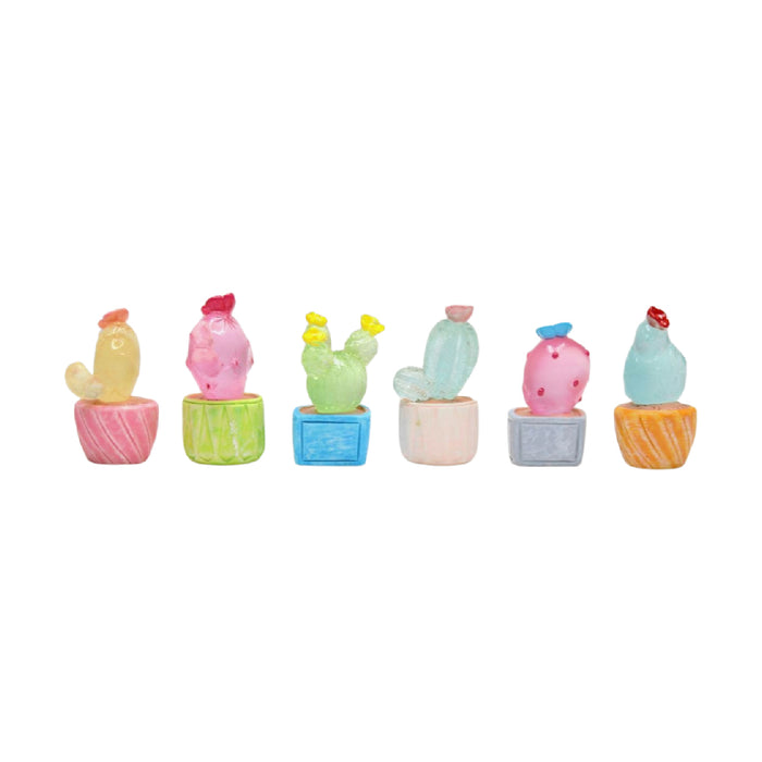 Wonderland imported miniatures ( pack of 6 ) pastel colorful cactus