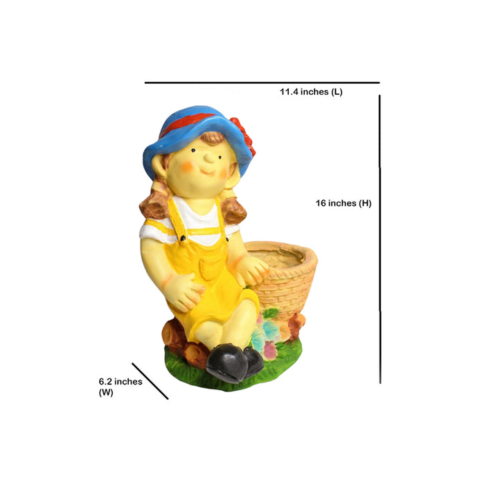 Wonderland Cute Girl with Planter Resin For Home & Garden Décor, planters, pot, flower pot