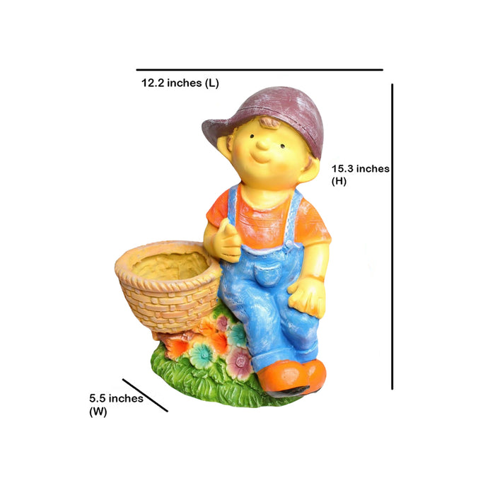 Wonderland Cute Boy with Planter Resin For Home & Garden Décor, planters, pot, flower pot