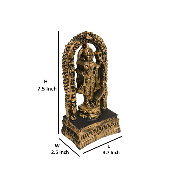 Wonderland Ram Lalla Idol, 7.5 Inch Height Small Golden Shri Ram Lala Murti, Ram Mandir Ayodhya statue for Home, Office