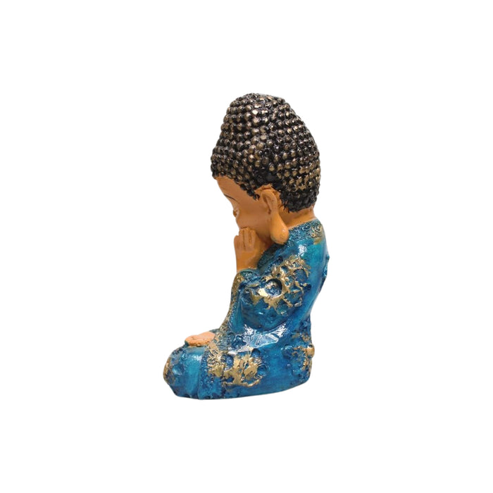 Wonderland Thinking Baby Monk (Blue) showpiece, statue, idol, home decor items for living rooms, garden, balcony