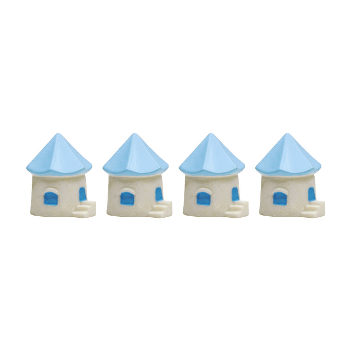 Wonderland imported miniatures ( pack of 4 ) blue roof houses